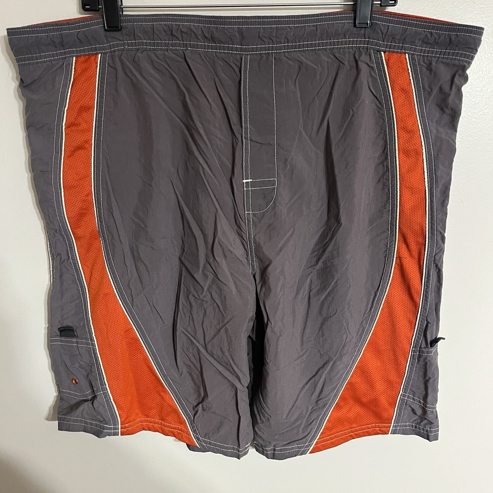 Men's Joe Boxer Gray & Orange Colorblock Swim Trunks Board‎ Shorts Size Medium
